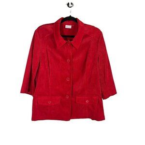 Kim Rogers Jacket Women L Red Retro Vintage Corduroy 80s Festive Holiday Mature